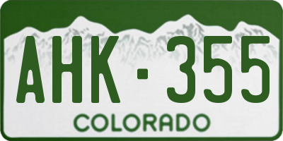 CO license plate AHK355
