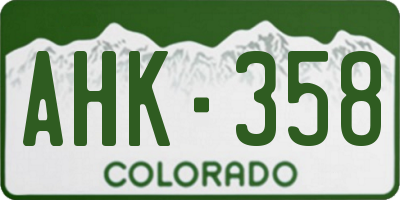 CO license plate AHK358