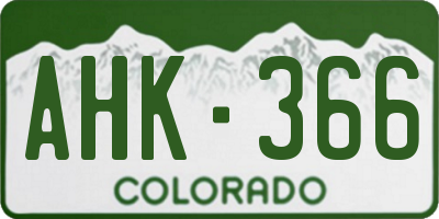 CO license plate AHK366