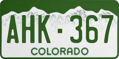 CO license plate AHK367