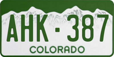 CO license plate AHK387