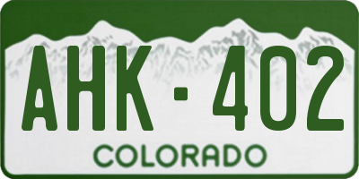CO license plate AHK402