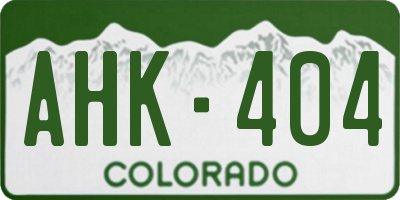 CO license plate AHK404