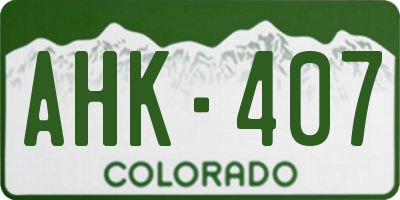 CO license plate AHK407