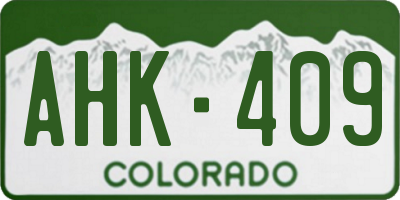 CO license plate AHK409