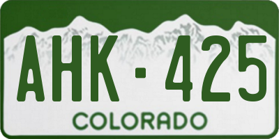 CO license plate AHK425