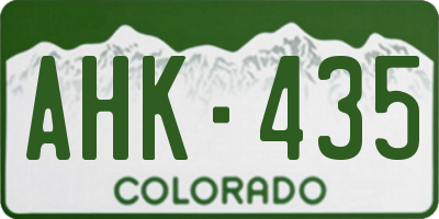 CO license plate AHK435