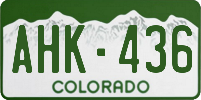 CO license plate AHK436
