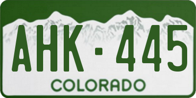 CO license plate AHK445