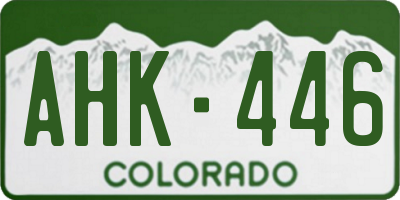 CO license plate AHK446