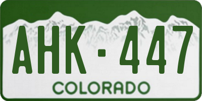 CO license plate AHK447
