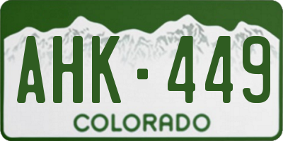 CO license plate AHK449