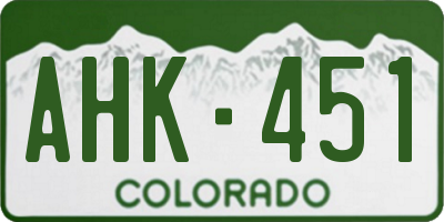 CO license plate AHK451
