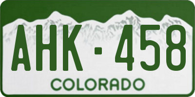 CO license plate AHK458