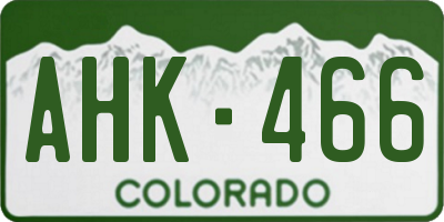 CO license plate AHK466