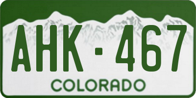 CO license plate AHK467
