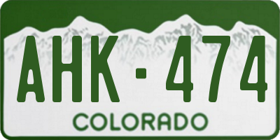 CO license plate AHK474