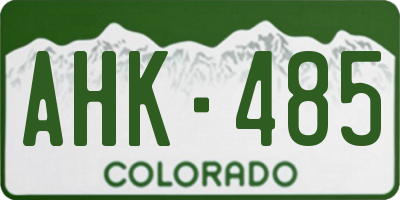 CO license plate AHK485