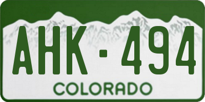 CO license plate AHK494