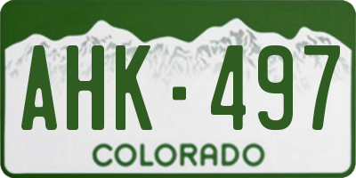 CO license plate AHK497