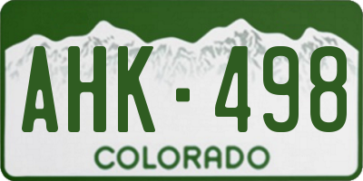 CO license plate AHK498