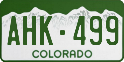 CO license plate AHK499