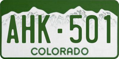 CO license plate AHK501