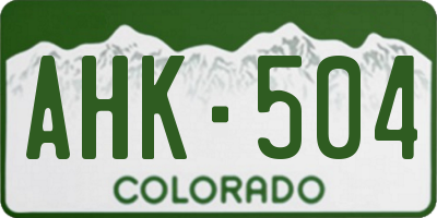 CO license plate AHK504