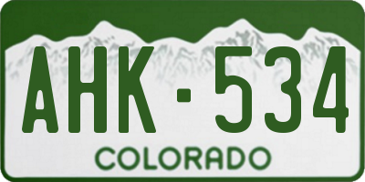 CO license plate AHK534