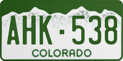 CO license plate AHK538