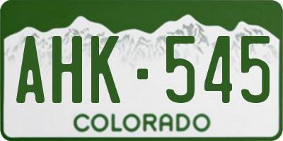 CO license plate AHK545