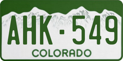 CO license plate AHK549