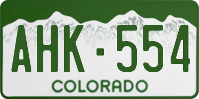 CO license plate AHK554