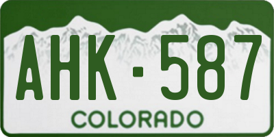 CO license plate AHK587