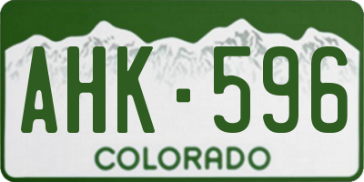 CO license plate AHK596