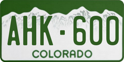 CO license plate AHK600