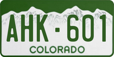 CO license plate AHK601