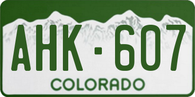 CO license plate AHK607