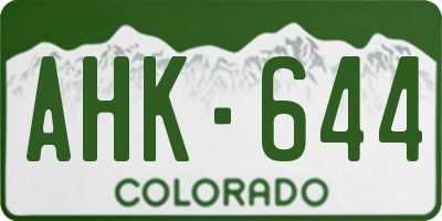 CO license plate AHK644