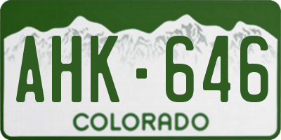CO license plate AHK646