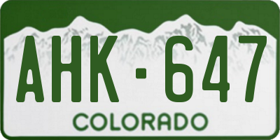 CO license plate AHK647