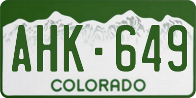 CO license plate AHK649
