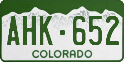 CO license plate AHK652