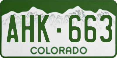 CO license plate AHK663