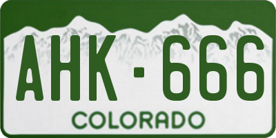CO license plate AHK666