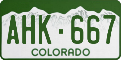 CO license plate AHK667