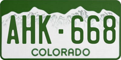 CO license plate AHK668