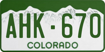 CO license plate AHK670