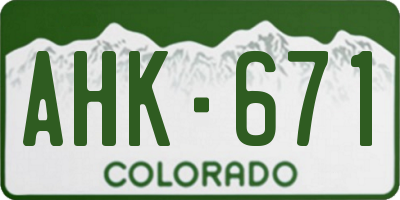 CO license plate AHK671