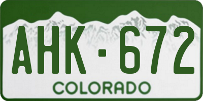 CO license plate AHK672